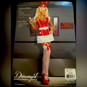 Halloween Costume Sexy Nurse Dreamgirl “Vital Signs” 5 piece set Bonus:Fishnets